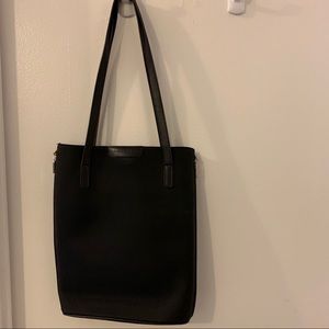 LANCEL black shoulder bag fabric/leather
